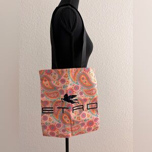 ETRO Vibrant Paisley Tote Bag Pink & Orange | Bohemian Luxury